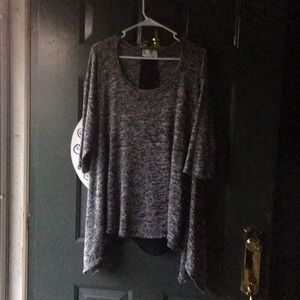 Grey & black lace shirt